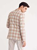 Bisse Erkek Slim Fit Ekoseli Ceket BEJ BCK19Y19302_D07