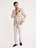 Bisse Erkek Slim Fit Ekoseli Ceket BEJ BCK19Y19302_D07