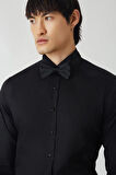 Bisse Erkek Slim Fit Uzun Kollu Ata Yaka Gömlek SIYAH GM21Y211350_D99