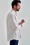 Bisse Erkek Regular Fit Çizgil iUzun Kollu Spor Gömlek GRİ GM22Y221040_C55