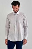 Bisse Erkek Regular Fit Çizgil iUzun Kollu Spor Gömlek GRİ GM22Y221040_C55