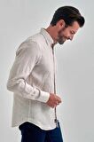Bisse Erkek Regular Fit Uzun Kollu Keten Spor Gömlek BEJ GM22Y221116_D07