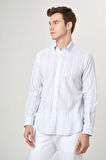 Bisse Regular Fit Uzun Kollu Mavi Çizgili Erkek Gömlek GM22Y221131_C35