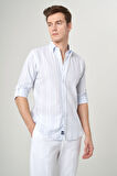 Bisse Regular Fit Uzun Kollu Mavi Çizgili Erkek Gömlek GM22Y221131_C35