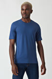 Bisse Erkek İpek Apreli Basic Bisiklet Yaka T-Shirt INDIGO TS22Y22011_D66