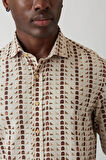 Bisse Erkek Slim Fit Uzun Kollu Desenli Spor Gömlek KAHVE GM22Y221152_E11