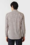 Bisse Erkek Regular Fit Uzun Kollu Desenli Spor Gömlek BEJ
