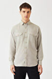 Bisse Erkek Regular Fit Uzun Kollu Flanel Gömek BEJ GM22K222081_D07