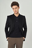 Bisse Erkek Modern Fit Mono Yaka 2 Düğmeli Çift Yırtmaçlı Ceket SIYAH PCK22K22240_D99