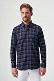 Bisse Regular Fit Lacivert Flanel Erkek Gömlek GM22K222100_D39