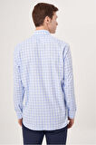 Bisse Regular Fit Paşa Yaka Mavi Ekoseli Spor Erkek Gömlek GM23Y231028_D35