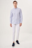 Bisse Regular Fit Mavi Çizgili Spor Erkek Gömlek GM23Y231030_D35