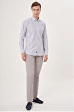 Bisse Regular Fit Gri Çizgili Spor Erkek Gömlek GM23Y231030_D55