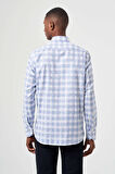 Bisse Regular Fit Paşa Yaka Mavi Kareli Erkek Gömlek GM23Y231039_D35