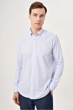 Bisse Regular Fit Paşa Yaka Mavi Spor Erkek Gömlek GM23Y231040_D35