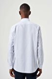 Bisse Regular Fit Çizgili Mavi Erkek Gömlek GM23Y231041_D35