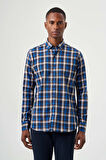 Bisse Regular Fit Ekoseli Lacivert Spor Erkek Gömlek GM22K222108_D39