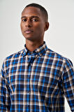 Bisse Regular Fit Ekoseli Lacivert Spor Erkek Gömlek GM22K222108_D39