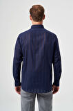 Bisse Regular Fit Paşa Yaka Transparan Lacivert Erkek Gömlek GM23Y231060_D39