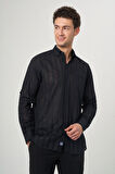 Bisse Erkek Regular Fit Transparan Gömlek Sıyah GM23Y231060_D99