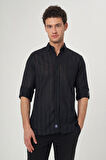 Bisse Erkek Regular Fit Transparan Gömlek Sıyah GM23Y231060_D99