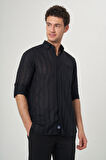 Bisse Erkek Regular Fit Transparan Gömlek Sıyah GM23Y231060_D99