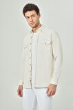 Bisse Regular Fit Paşa Yaka Bej Spor Erkek Gömlek GM23Y231073_D07