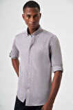 Bisse Regular Fit Paşa Yaka Kol İçi Apoletli Kahve Erkek Gömlek GM23Y231146_D11
