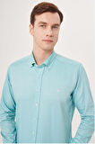 Bisse Regular Fit Paşa Yaka Kol İçi Apoletli Yeşil Erkek Gömlek GM23Y231146_D47