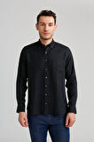 Bisse Regular Fit Paşa Yaka Siyah Erkek Gömlek GM23Y231134_D99