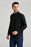 Bisse Regular Fit Paşa Yaka Siyah Erkek Gömlek GM23Y231134_D99