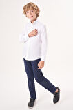 Bisse Regular Fit Yaka Düğmeli Beyaz Erkek Çocuk Gömlek GM23Y231162_D01