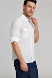 Bisse Regular Fit Uzun Kollu Paşa Yaka Kol İçi Apoletli Beyaz Erkek Gömlek GM23Y231131_D01
