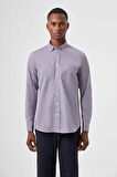 Bisse Regular Fit Paşa Yaka Desenli Lila Erkek Gömlek GM23K232040_D44
