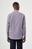 Bisse Regular Fit Paşa Yaka Desenli Lila Erkek Gömlek GM23K232040_D44