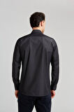 Bisse Regular Fit Paşa Yaka Kol İçi Apoletli Antrasit Erkek Gömlek GM23K232043_D58