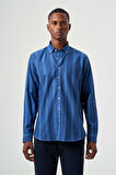 Bisse Regular Fit Paşa Yaka Mavi Erkek Gömlek GM23K232022_D35
