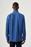 Bisse Regular Fit Paşa Yaka Mavi Erkek Gömlek GM23K232022_D35