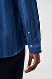 Bisse Regular Fit Paşa Yaka Mavi Erkek Gömlek GM23K232022_D35