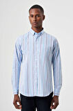 Bisse Regular Fit Paşa Yaka Mavi Spor Erkek Gömlek GM23K232010_D35