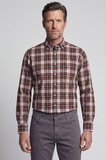 Bisse Regular Fit Paşa Yaka Ekose Pamuk Kahve Erkek Gömlek GM23K232011_D11