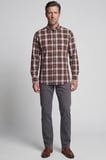 Bisse Regular Fit Paşa Yaka Ekose Pamuk Kahve Erkek Gömlek GM23K232011_D11