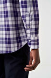 Bisse Regular Fit Paşa Yaka Ekoseli Lila Erkek Gömlek GM23K232009_D44