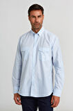Bisse Regular Fit Paşa Yaka Kol İçi Apoletli Mavi Erkek Gömlek GM23Y231125_C35
