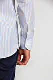 Bisse Regular Fit Kol İçi Apoletli Mavi Çizgili Erkek Gömlek GM23K232014_C35