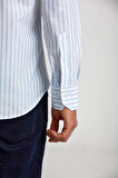 Bisse Regular Fit Paşa Yaka Kol İçi Apoletli Mavi Spor Erkek Gömlek GM23Y231124_C35
