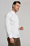 Bisse Regular Fit Paşa Yaka Beyaz Spor Erkek Gömlek GM23K232067_D01