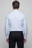 Bisse Regular Fit Alttan Britli Yaka Yazlık Çizgili Pamuk Mavi Erkek Gömlek GM23K232075_D35