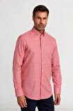 Bisse Modern Fit Gizli Düğme Yakalı Kırmızı Spor Erkek Gömlek GMKRA0122300202_D24