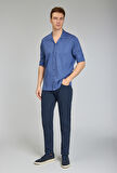 Bisse Regular Fit Apaj Yaka Lacivert Spor Erkek Gömlek GMCZG1722300204_D39
